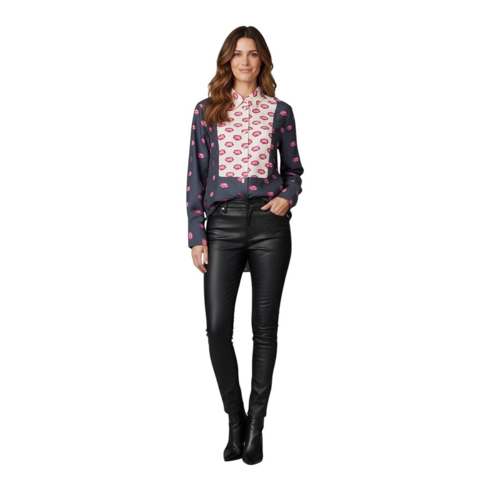 ROMY x Anouk Evelyn Lip Print Oversized Button Down Shirt NWT S